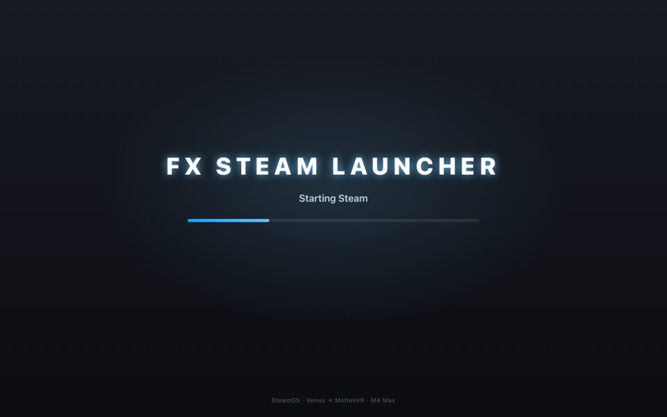 FX Steam Launcher boot overlay: Starting Steam