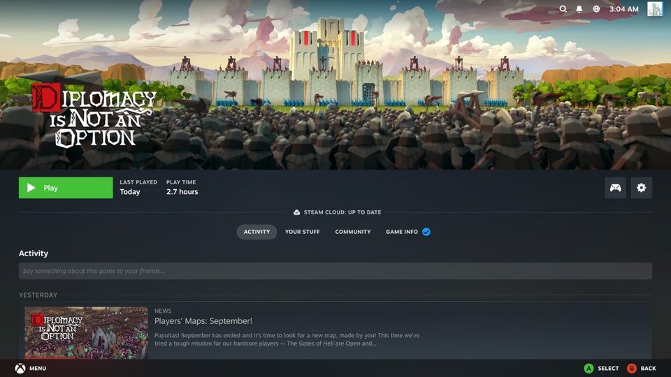 Steam game page of Diplomacy is Not an Option